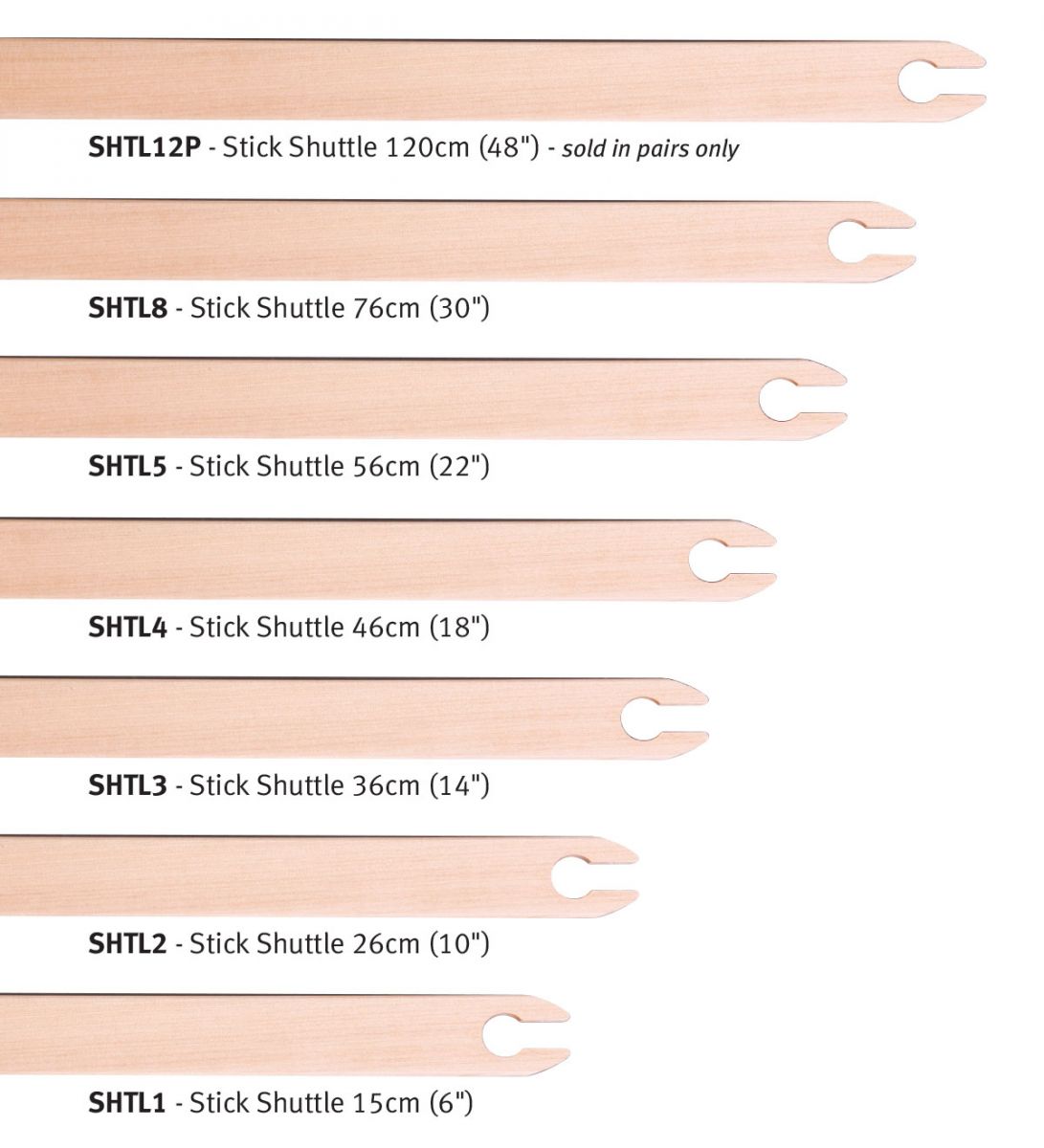 Ashford Stick Shuttle 7 sizes Weaving Accessories Shuttles